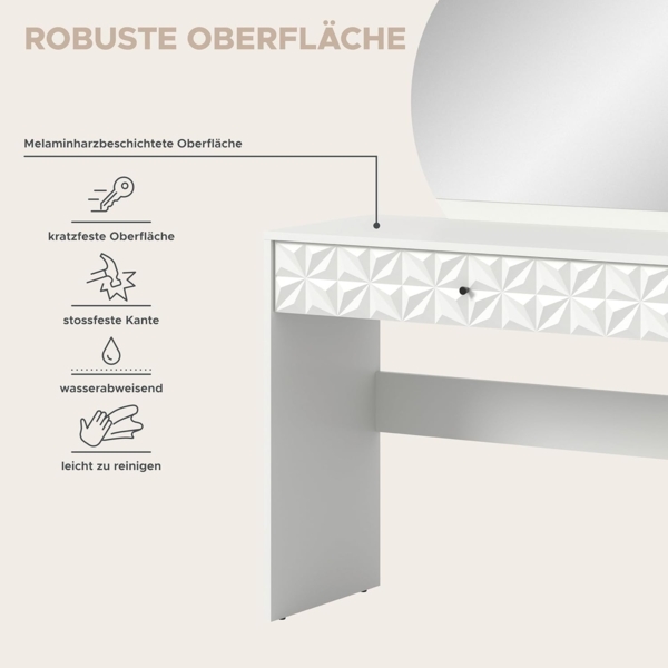 Schminktisch (B/H/T: 90x133x39 cm) in weiß Melamin Bild 9