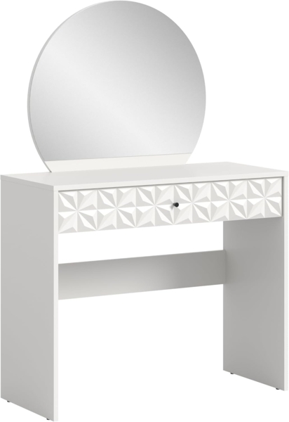 Schminktisch (B/H/T: 90x133x39 cm) in weiß Melamin