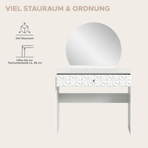 Schminktisch (B/H/T: 90x133x39 cm) in weiß Melamin Bild 8