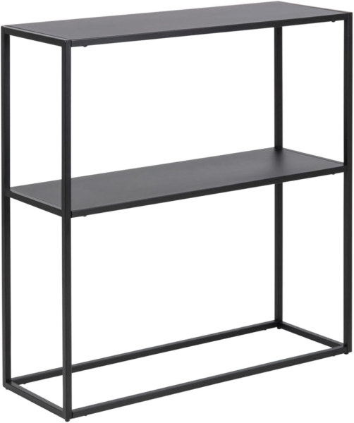 Regal NEWTON Metall schwarz matt, mit 2 Böden, ca. 79,5 x 80,5 x 26 cm