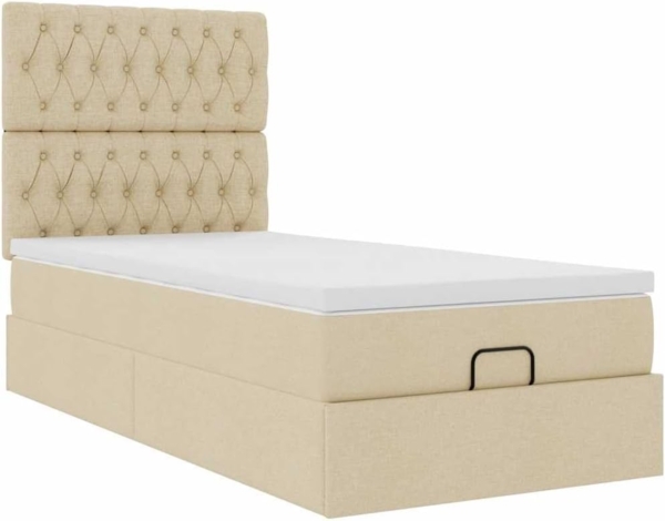 Ottoman-Bett mit Matratze Creme 90x200 cm Stoff 3313214