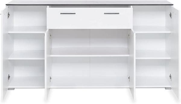 Kommode 'MAGIC', weiß, Hochglanz, Beton dunkel, 160 cm Bild 4