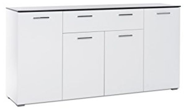 Kommode 'MAGIC', weiß, Hochglanz, Beton dunkel, 160 cm