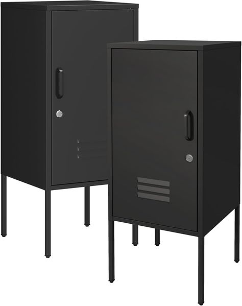 Nachtschrank Hausjärvi 2er Set Türgriff rechts und links Schwarz [en. casa]