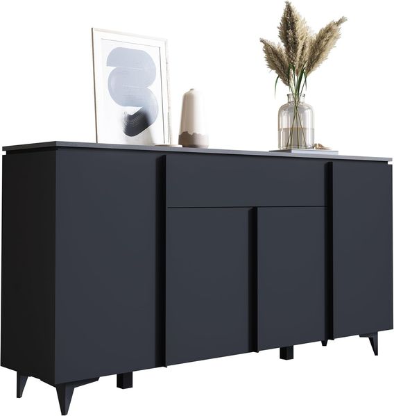 Newroom Sideboard Lumaro, Schwarz Kommode Modern Minimalitisch Modern Highboard Anrichte Wohn...