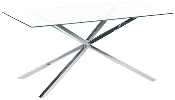 Esstisch CORA 160 cm 90 cm Sicherheitsglas Silber