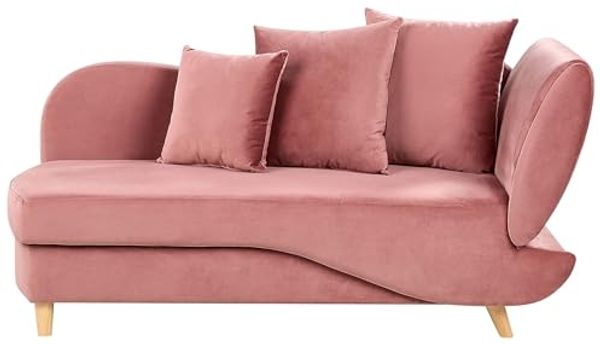 Chaiselongue Samtstoff rosa mit Bettkasten rechtsseitig MERI II