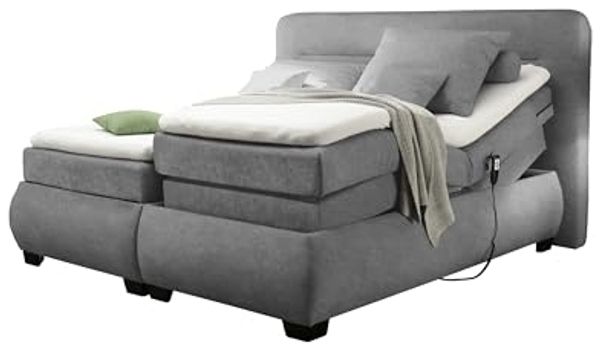 Boxspringbett >EVOLUTION< Liegefläche 180x200cm, mit Motor, dark grey - 210x122x220 (BxHxT)