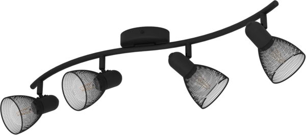 Deckenlampe, Metall, schwarz, Spots verstellbar, L 64 cm