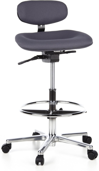 hjh OFFICE Arbeitsstuhl Arbeitshocker WORK MF Stoff Anthrazit