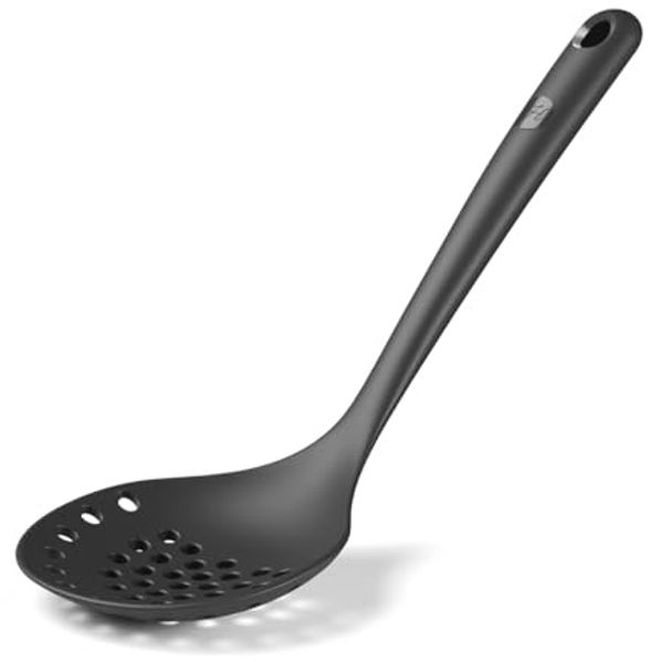 Hoffmann Germany Schaumlöffel Sieblöffel Silikon Edelstahl 32 cm anthrazit, Knödel, Ravioli, Gnocchi, kratzerfrei, spülmaschinengeeignet