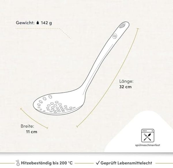 Hoffmann Germany Schaumlöffel Sieblöffel Silikon Edelstahl 32 cm anthrazit, Knödel, Ravioli, Gnocchi, kratzerfrei, spülmaschinengeeignet Bild 6