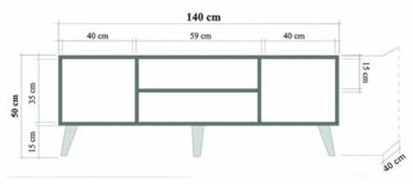 Dmora Fernsehschrank Amalthea 140 x 40 x 50 cm Braun, 2 Türen, 1 Regal Bild 2