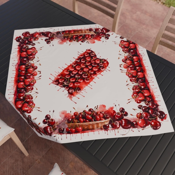 PETTI Artigiani Italiani - Zubehör für Küchentextilien, Moderne Mitteldecke 90x90 cm aus Mikrofaser, Elegante Mitteldecke mit Digitaldruck, Kirschen, 100% Made in Italy Bild 2