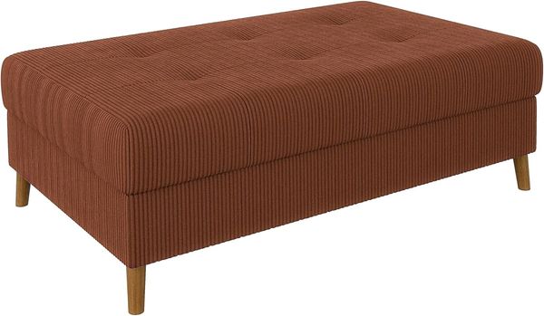 S-Style Möbel Polsterhocker Zara mit Braun Holzfüßen im skandinavischen Stil aus Cord-Stoff, mit Wellenfederung