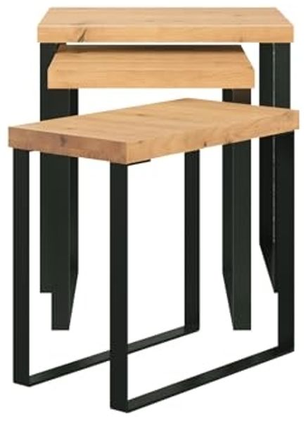 massivum Couchtisch 3er Set Sydney Wildeiche braun 46x48x42 cm Holz rechteckig Beistelltisch-Sofa Wohnzimmer Satztische modern
