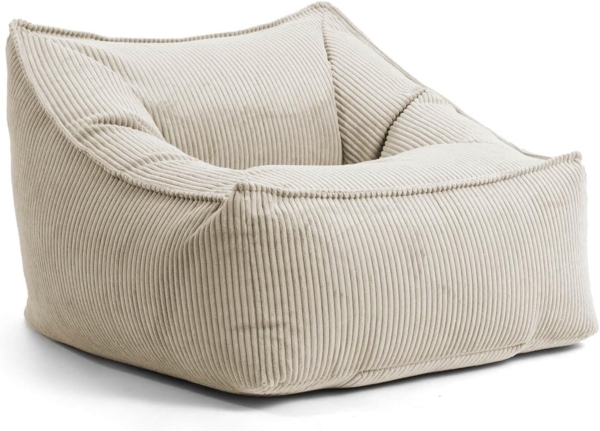 mokebo Sitzsack Sessel aus Cord 'Der Lümmel', XXL Sitzsack, Cord Sessel oder Sitz Sessel für Wohnzimmer und Wintergarten, auch als Riesensitzsack in 95 x 75 x 60 (BxHxT in cm) in Beige