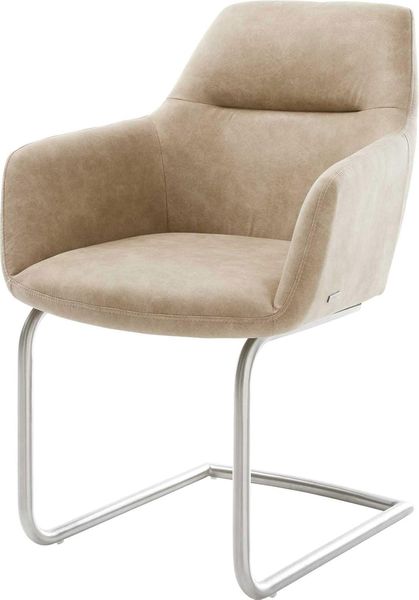 Stuhl Pejo-Flex Freischwinger rund Edelstahl Vintage Beige