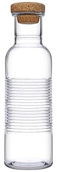 Pasabahce HOOP Flasche aus Glas mit einem Bambusdeckel Transparent 1 Liter