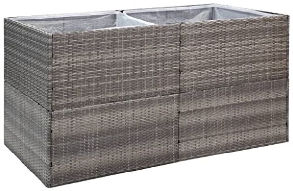vidaXL Pflanzkübel Grau 157x80x80 cm Poly Rattan 319178