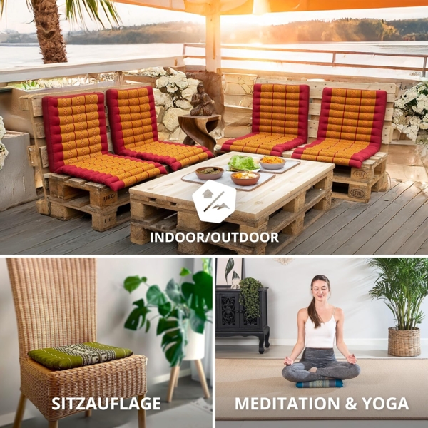 livasia Sitzkissen Steppkissen 35 cm, vegan und handgefertigt, 35 x 35 x 4,5 cm, Kapok Bild 3