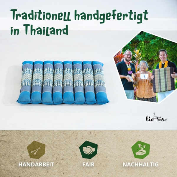 livasia Sitzkissen Steppkissen 35 cm, vegan und handgefertigt, 35 x 35 x 4,5 cm, Kapok Bild 7
