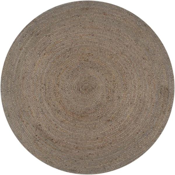 vidaXL Teppich Handgefertigt Jute Rund 120 cm Grau 133663