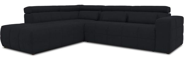 DOMO. collection Brandon Ecksofa, Sofa mit Rückenfunktion in L-Form, Polsterecke, Eckgarnitur, schwarz, Ottomane links