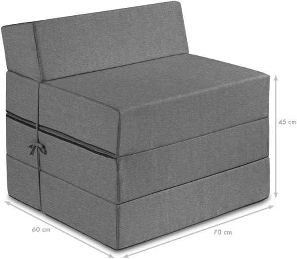 Traumnacht Gästematratze, Klappmatratze mit bequemem Kopfteil und 15 cm Premium-Liegehöhe, Öko-Tex zertifiziert, Liegefläche 200 x 70 x 15 cm, hellgrau Bild 3