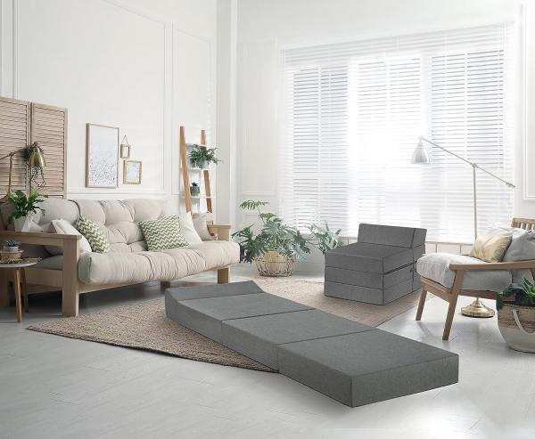 Traumnacht Gästematratze, Klappmatratze mit bequemem Kopfteil und 15 cm Premium-Liegehöhe, Öko-Tex zertifiziert, Liegefläche 200 x 70 x 15 cm, hellgrau Bild 2