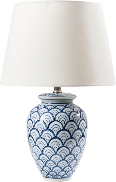 Tischlampe JAUCA Porzellan Weiß Blau