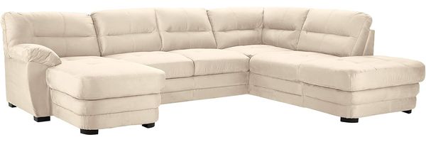Mivano Wohnlandschaft Royale, Zeitlose Sofalandschaft mit hohen Rückenlehnen, 316 x 90 x 230, Mikrofaser, beige