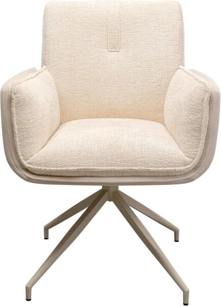Kare Design Drehstuhl Hilla, Weiß, 49 cm Sitzhöhe, Esszimmerstuhl, Polsterstuhl, mit Armlehnen, 180 Grad Drehbar, Wohnzimmer, 86 x 63 x 64 cm (H/B/T)