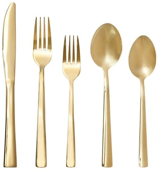 Intirilife Besteck-Set (20-tlg), 4 Personen, Edelstahl, Besteck Set Edelstahl in Gold Essbesteck 4 Personen Spülmaschinenfest