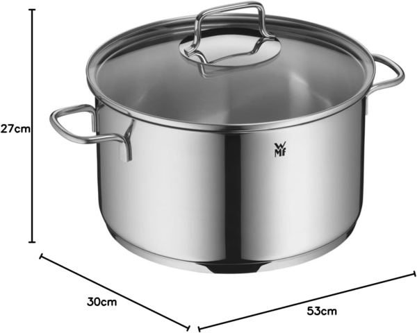 WMF Topf-Set Astoria, Cromargan® Edelstahl Rostfrei 18/10 (Set, 11-tlg, 2x Bratentopf mit Deckel, 3x Kochtopf mit Deckel, 1x Stielkasserolle), 11-teilig, hochglanzpoliert, mit Schüttrand, TransTherm-Allherdboden Bild 13