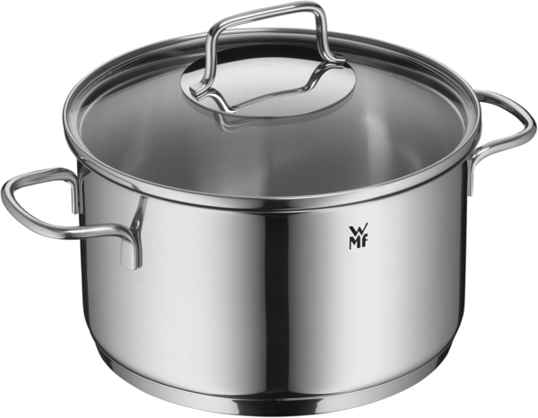 WMF Topf-Set Astoria, Cromargan® Edelstahl Rostfrei 18/10 (Set, 11-tlg, 2x Bratentopf mit Deckel, 3x Kochtopf mit Deckel, 1x Stielkasserolle), 11-teilig, hochglanzpoliert, mit Schüttrand, TransTherm-Allherdboden Bild 3