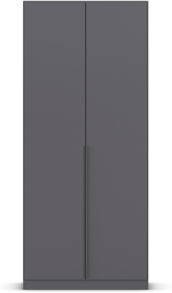 Rauch Möbel Alabama, Kleiderschrank, Garderobenschrank, 2-türig, Zubehör Premium, 1 Kleiderstange, 3 Einlegeböden, Schubladeneinsatz, Farbe Grau metallic, Schwarz, Griff Grau metallic, 91 x 229 x 54 cm Bild 6