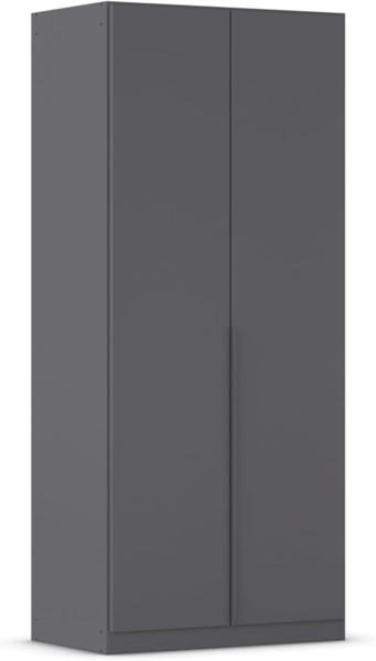 Rauch Möbel Alabama, Kleiderschrank, Garderobenschrank, 2-türig, Zubehör Premium, 1 Kleiderstange, 3 Einlegeböden, Schubladeneinsatz, Farbe Grau metallic, Schwarz, Griff Grau metallic, 91 x 229 x 54 cm Bild 1
