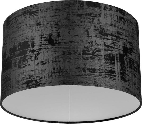 REV - Lampenschirm rund im Vintage-Look aus hochwertiger Baumwolle Durchmesser 42cm - Ersatzlampenschirm für Hängelampe & Stehlampe in Schwarz - E27 Fassung