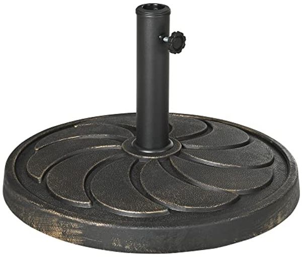 Outsunny Sonnenschirmständer 18 kg Runder Sonnenschirmfuß für Ø38/48 mm Schirmstange, Runder Gartenschirmständer für Balkon, Kunstharz, Bronze