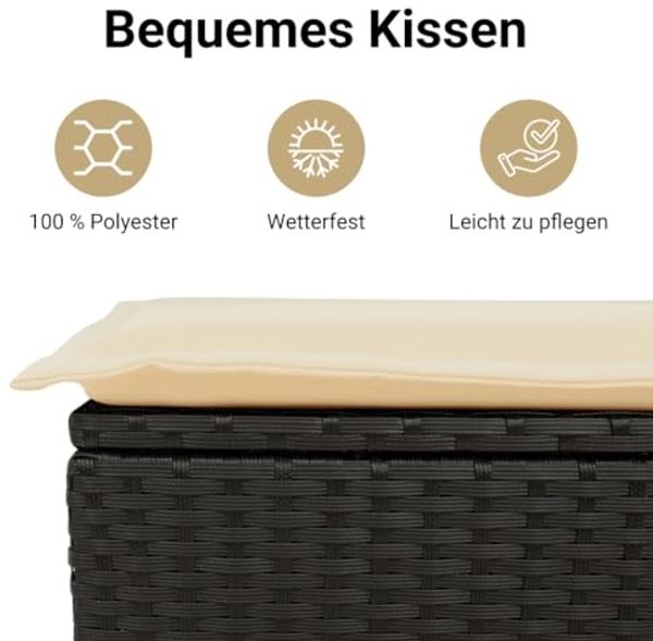 vidaXL 11-tlg. Garten-Sofagarnitur mit Kissen Schwarz Poly Rattan 3251523 Bild 5