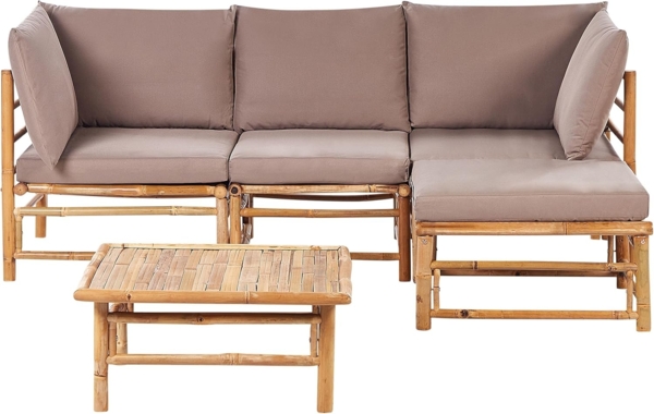 Ecksofa CERRETO Bambusholz Taupe