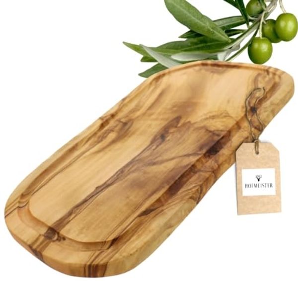 Hofmeister Schneidebrett Olivenholz 40 x 20 cm mit Saftrille, Olivenholz