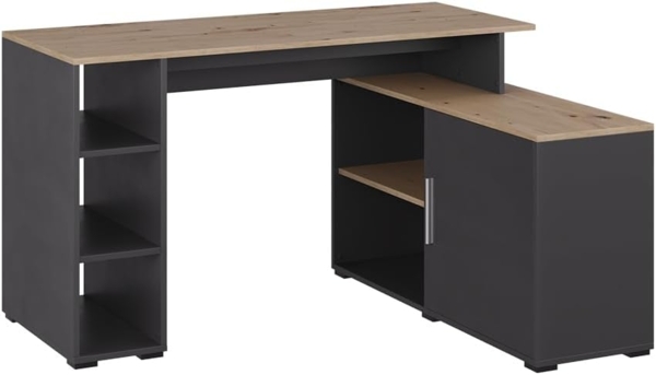 Eckschreibtisch Rudy Anthrazit/Artisan 135 x 110 cm mit Regalen Vicco