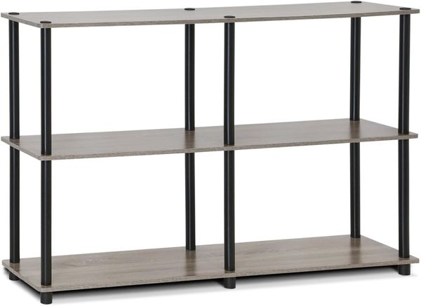 Furinno 3-Ebenen Mehrzweck-Regal, holz, Französische Eiche Grau/Schwarz, 29. 46x119. 89x74. 93 cm