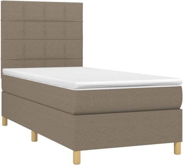 vidaXL Boxspringbett mit Matratze Taupe 90x200 cm Stoff 3142309