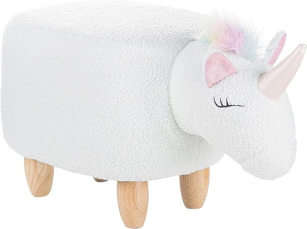 Beliani Pouffe animal white UNICORN