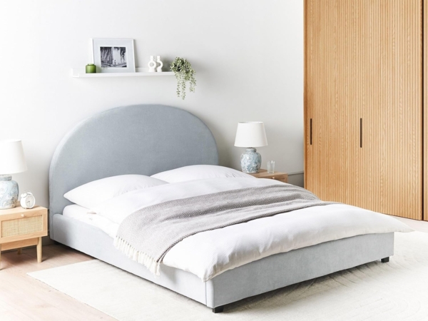 Bett mit Lattenrost Stoff VAUCLUSE 140 x 200 cm Hellblau Bild 2