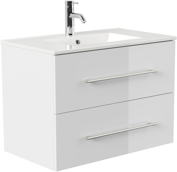 Badmöbel Firenze 80 SoftClose weiss hochglanz : Weiss hochglanz