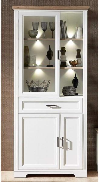 Vitrine >Jasmin< in Pinie-Hell aus Metall - 93x204x42cm (BxHxT)